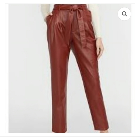 Express Pants - Express Faux Leather Red Straight Leg High Rise Pants Size Large